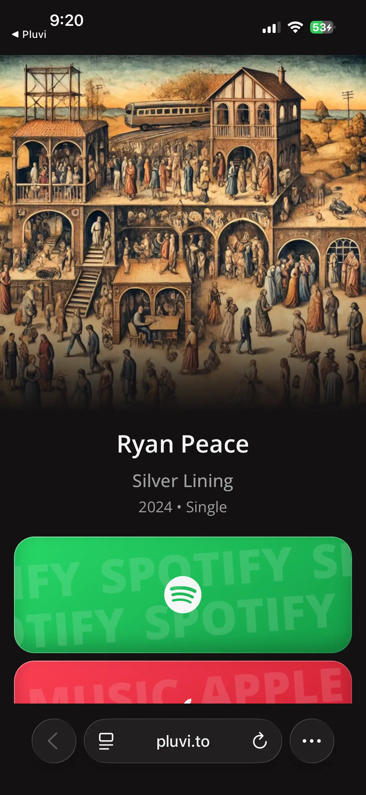Pluvi artist profile interface